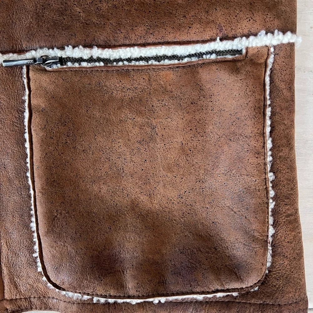 Brown Shearling Vest with Pockets